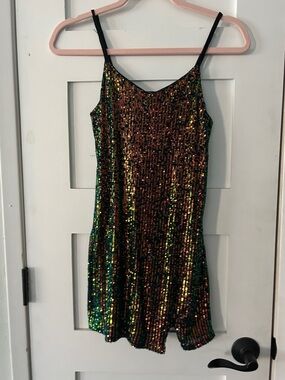 art class Iridescent Sequin Green and Copper Girls' Party Dress